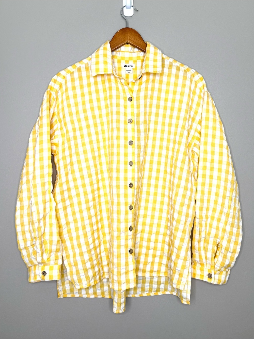 Billabong x Sun Chasers Oversized Button Up Gingham Checked Shirt - Picture 4 of 6